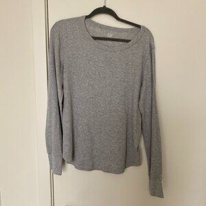 Gap - Gray Waffle Long-Sleeve Top - Women's Large Tall
